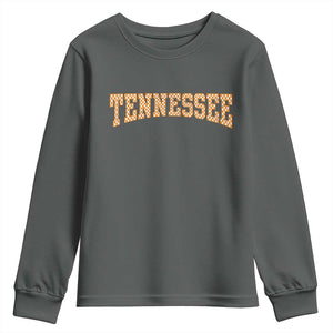 Tennessee Fan Youth Sweatshirt Orange Retro Checkered Varsity TN State TS11 Dark Heather Print Your Wear