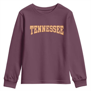 Tennessee Fan Youth Sweatshirt Orange Retro Checkered Varsity TN State TS11 Maroon Print Your Wear