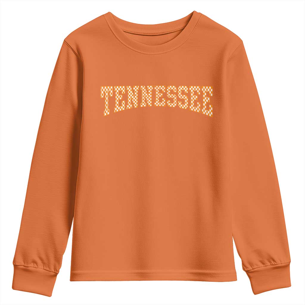Tennessee Fan Youth Sweatshirt Orange Retro Checkered Varsity TN State TS11 Orange Print Your Wear