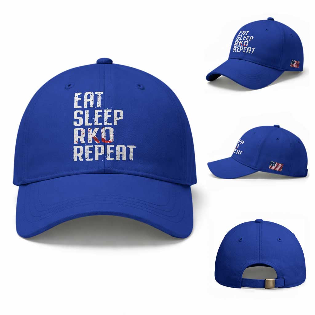 Eat Sleep RKO Repeat Baseball Cap Blood Stained TS11 Baseball Cap Universal Fit Royal Blue Print Your Wear