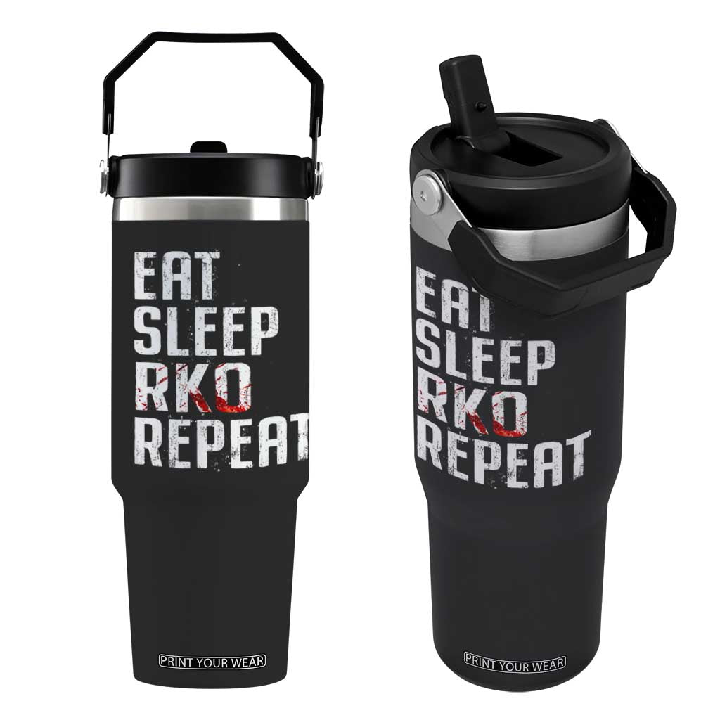 Eat Sleep RKO Repeat Flip Straw Tumbler Blood Stained TS11 One Size: 30 oz Black Print Your Wear