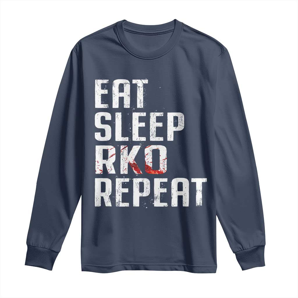 Eat Sleep RKO Repeat Long Sleeve Shirt Blood Stained TS11 Navy Print Your Wear