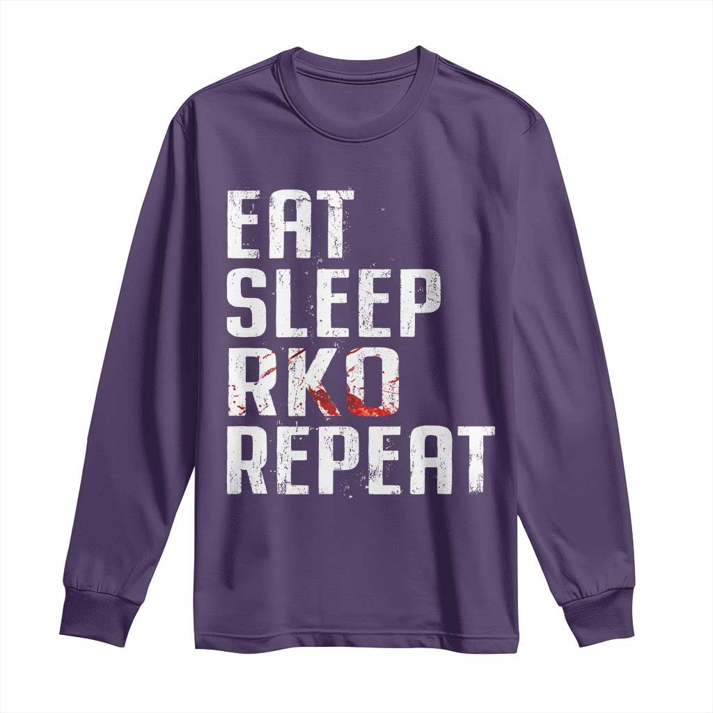 Eat Sleep RKO Repeat Long Sleeve Shirt Blood Stained TS11 Purple Print Your Wear