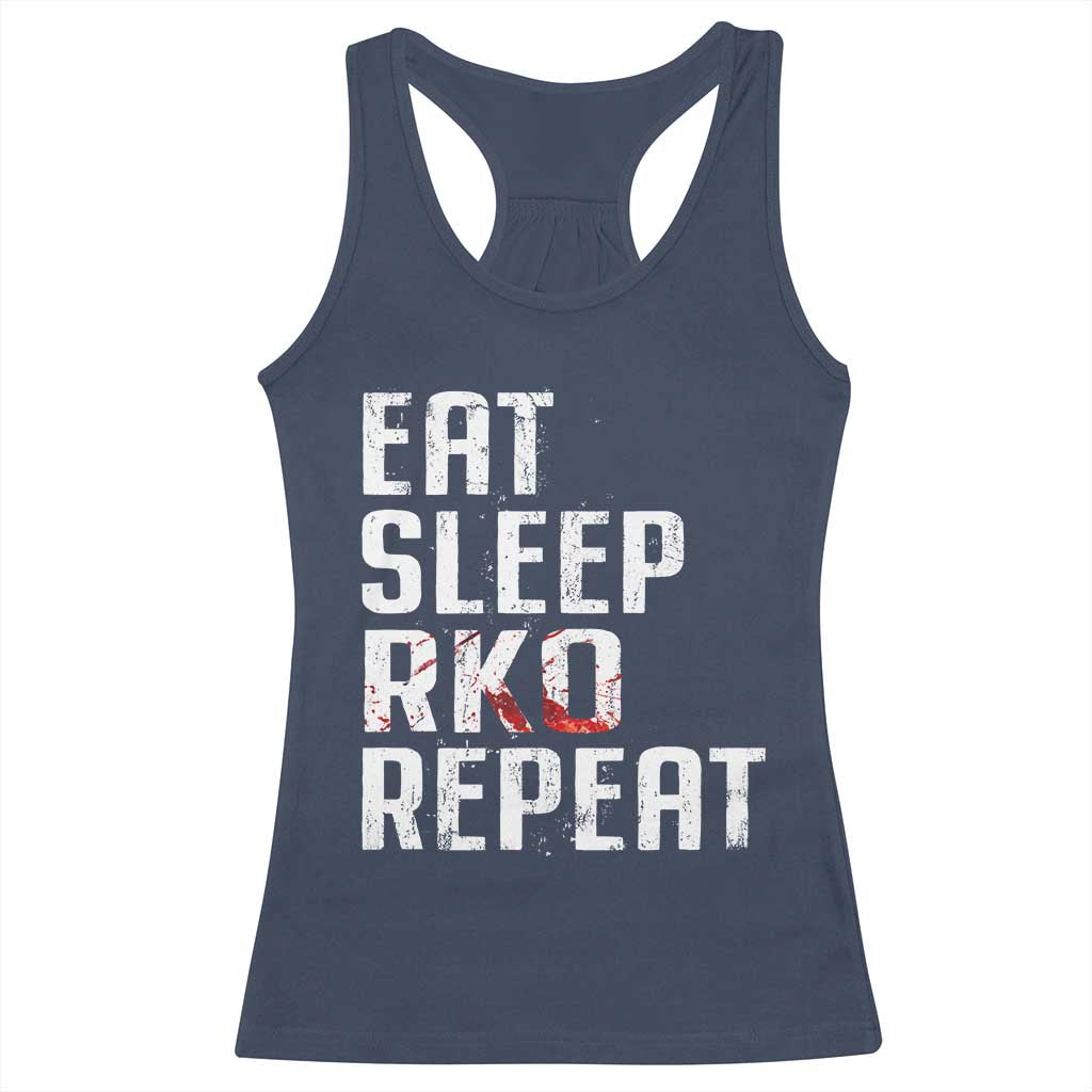 Eat Sleep RKO Repeat Racerback Tank Top Blood Stained TS11 Navy Print Your Wear