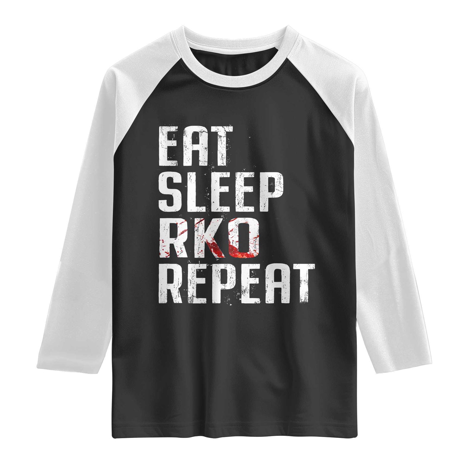 Eat Sleep RKO Repeat Raglan Shirt Blood Stained TS11 Black White Print Your Wear