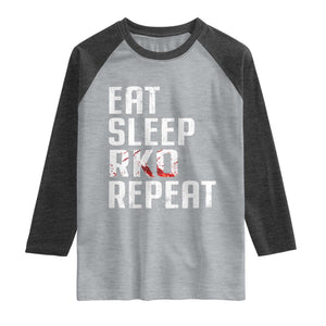 Eat Sleep RKO Repeat Raglan Shirt Blood Stained TS11 Heather Gray Heather Charcoal Print Your Wear