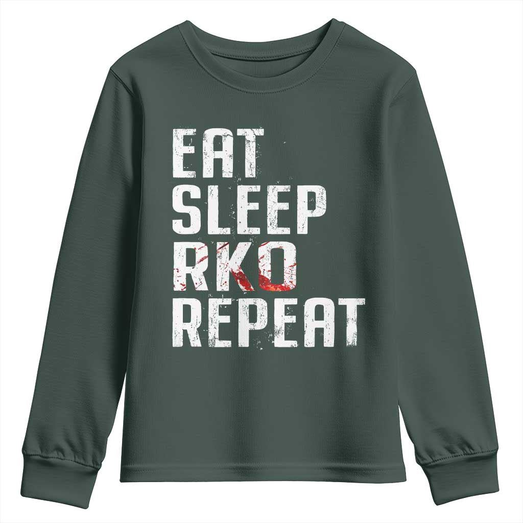 Eat Sleep RKO Repeat Youth Sweatshirt Blood Stained TS11 Dark Forest Green Print Your Wear