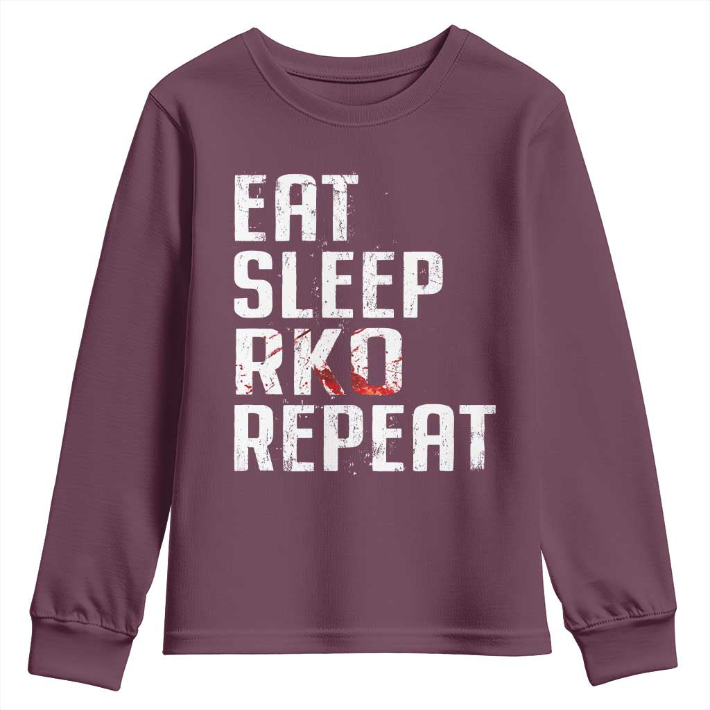 Eat Sleep RKO Repeat Youth Sweatshirt Blood Stained TS11 Maroon Print Your Wear