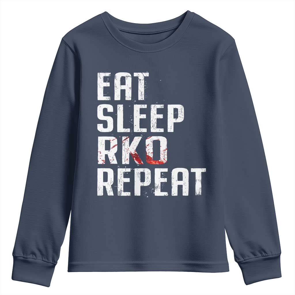 Eat Sleep RKO Repeat Youth Sweatshirt Blood Stained TS11 Navy Print Your Wear