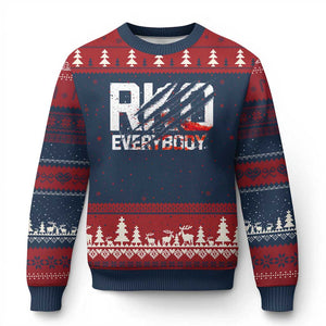 RKO Everybody Ugly Christmas Sweater Grunge Blood Stained Scratch Mark TS11 Navy Red Print Your Wear
