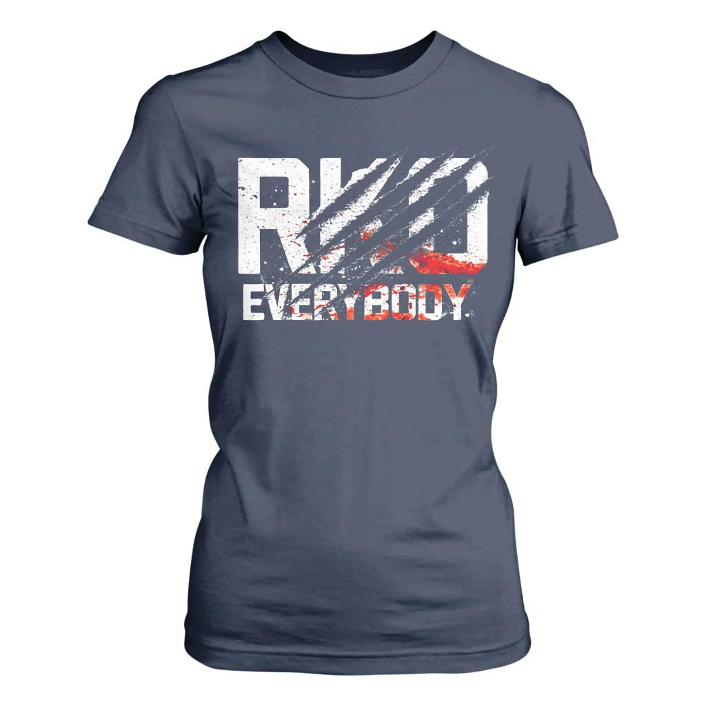 RKO Everybody T Shirt For Women - Grunge Blood Stained Scratch Mark TS11 Navy Print Your Wear