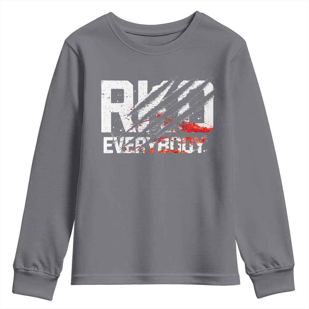 RKO Everybody Youth Sweatshirt Grunge Blood Stained Scratch Mark TS11 Charcoal Print Your Wear