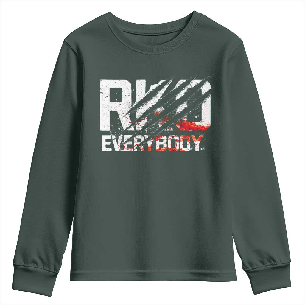RKO Everybody Youth Sweatshirt Grunge Blood Stained Scratch Mark TS11 Dark Forest Green Print Your Wear