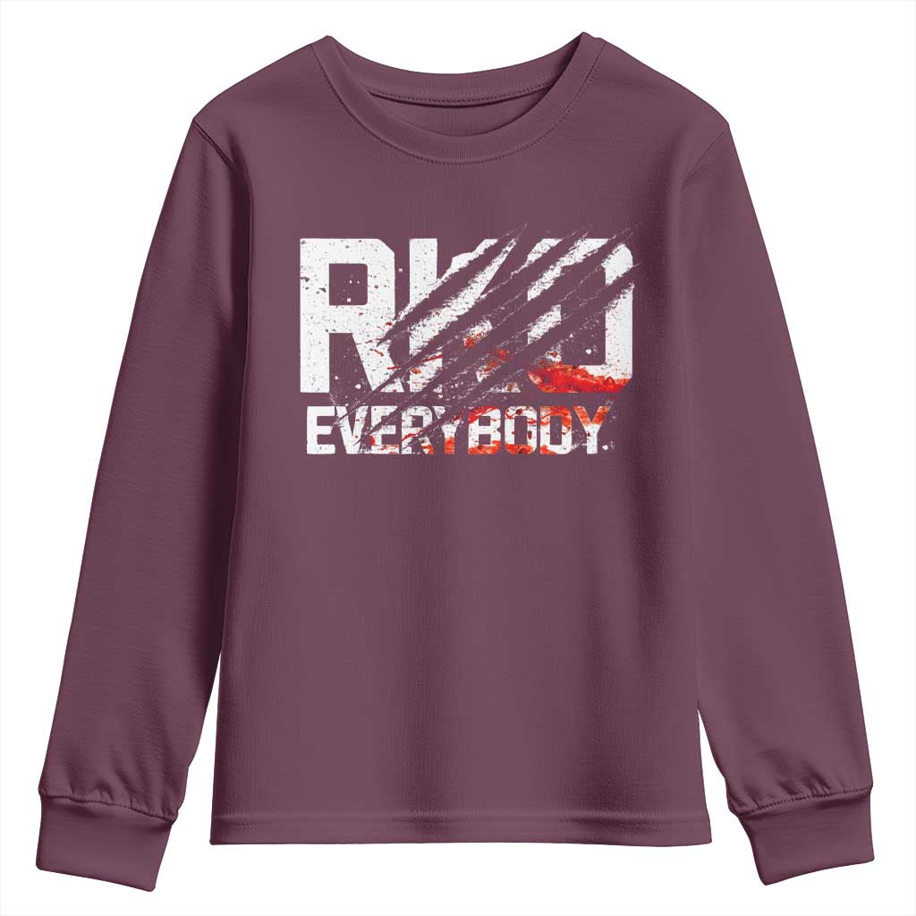 RKO Everybody Youth Sweatshirt Grunge Blood Stained Scratch Mark TS11 Maroon Print Your Wear