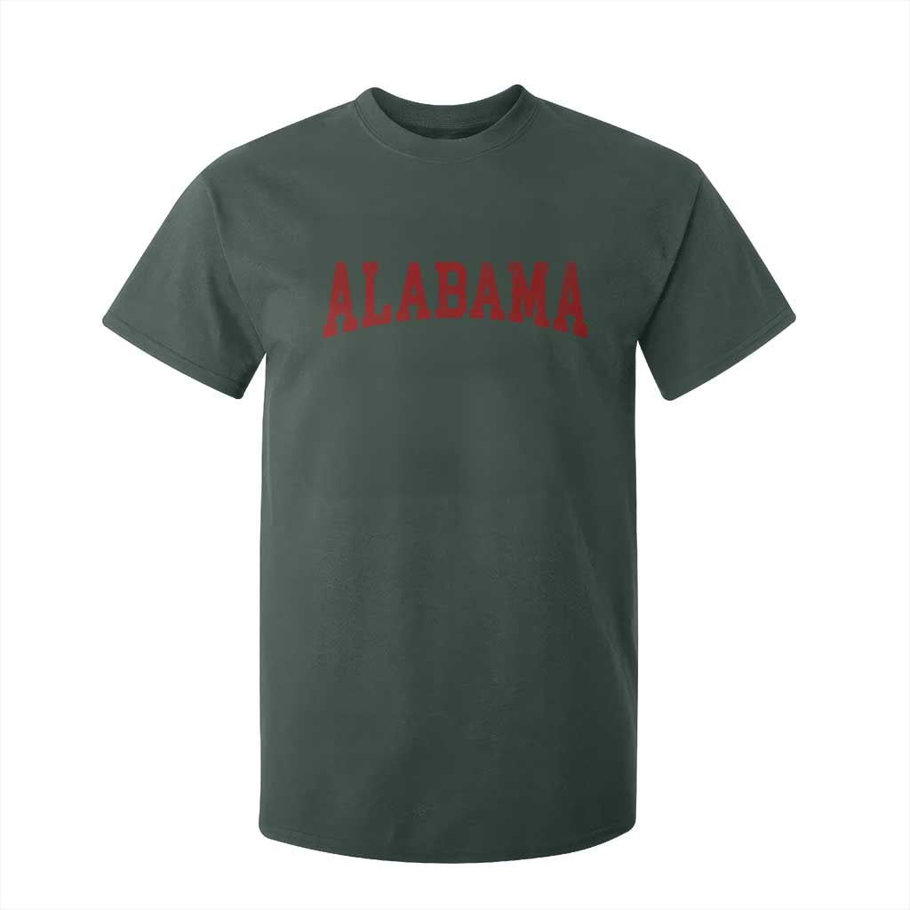 Alabama Fan T Shirt For Kid Red Bold Sport State Letters Game Day TS11 Dark Forest Green Print Your Wear