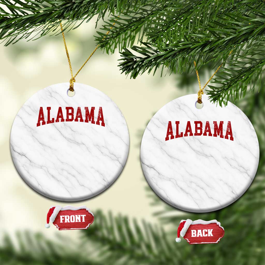 Alabama Fan Ceramic Ornament Red Bold Sport State Letters Game Day TS11 1pc White Marble Print Your Wear