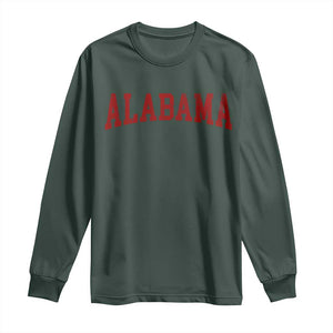 Alabama Fan Long Sleeve Shirt Red Bold Sport State Letters Game Day TS11 Dark Forest Green Print Your Wear