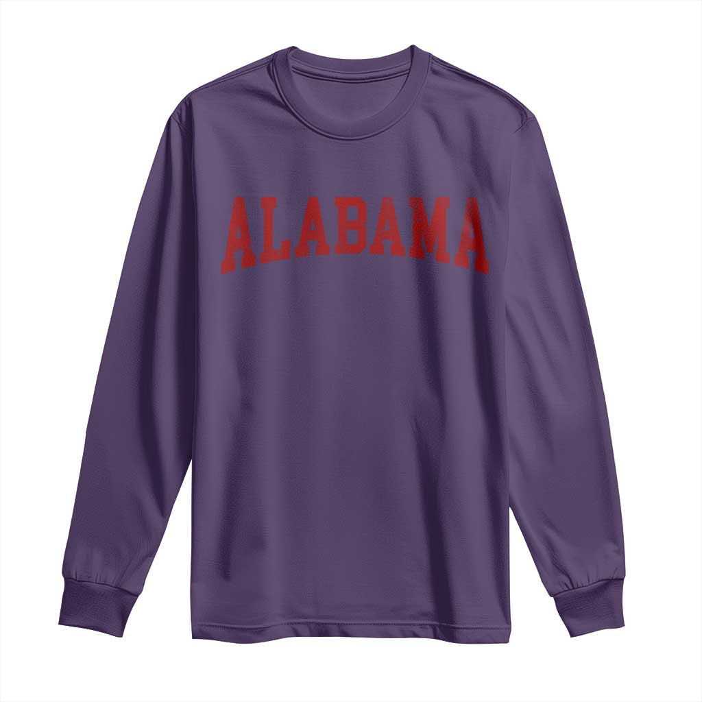 Alabama Fan Long Sleeve Shirt Red Bold Sport State Letters Game Day TS11 Purple Print Your Wear