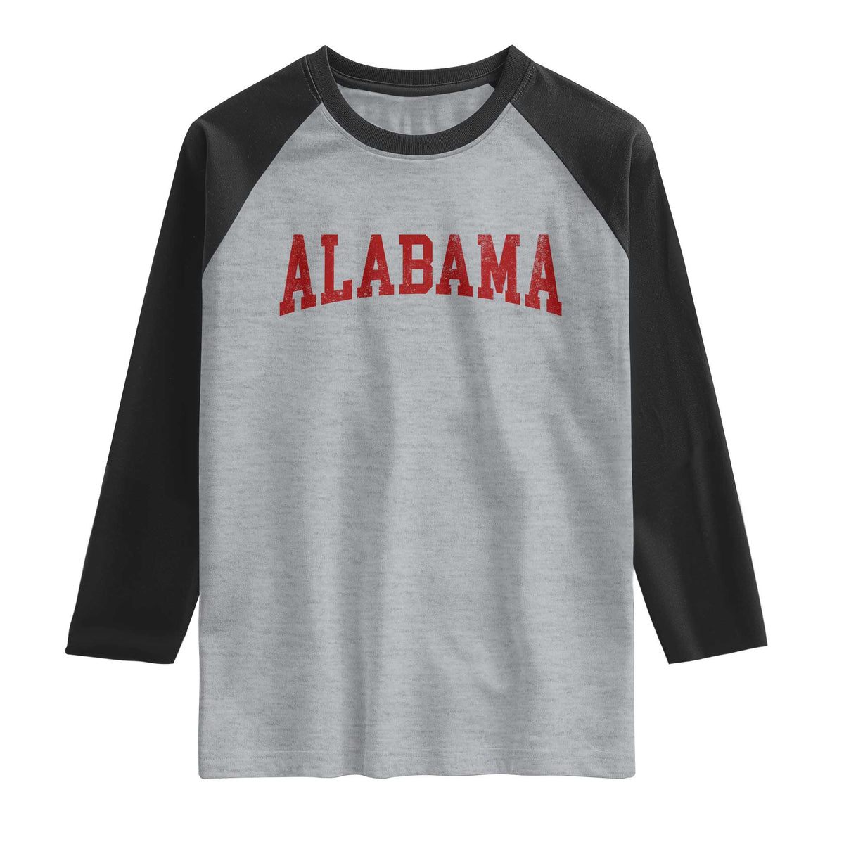 Alabama Fan Raglan Shirt Red Bold Sport State Letters Game Day TS11 Heather Gray Black Print Your Wear