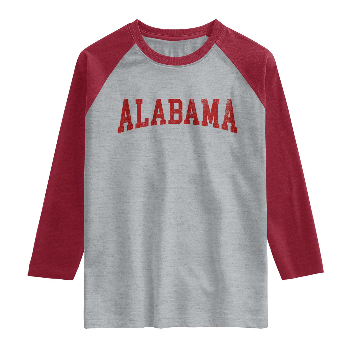 Alabama Fan Raglan Shirt Red Bold Sport State Letters Game Day TS11 Heather Gray Heather Red Print Your Wear