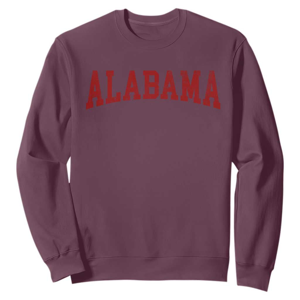 Alabama Fan Sweatshirt Red Bold Sport State Letters Game Day TS11 Maroon Print Your Wear