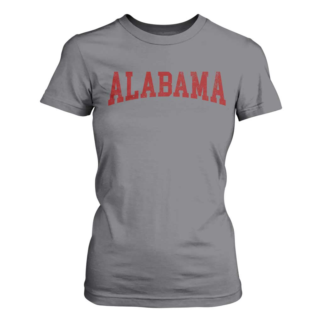 Alabama Fan T Shirt For Women Red Bold Sport State Letters Game Day TS11 Charcoal Print Your Wear