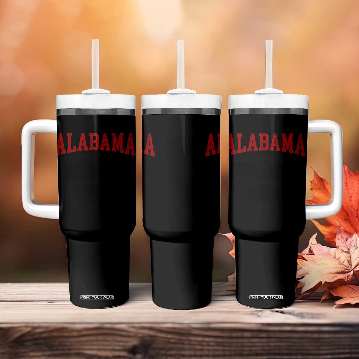 Alabama Fan Tumbler With Handle Red Bold Sport State Letters Game Day TS11 Print Your Wear