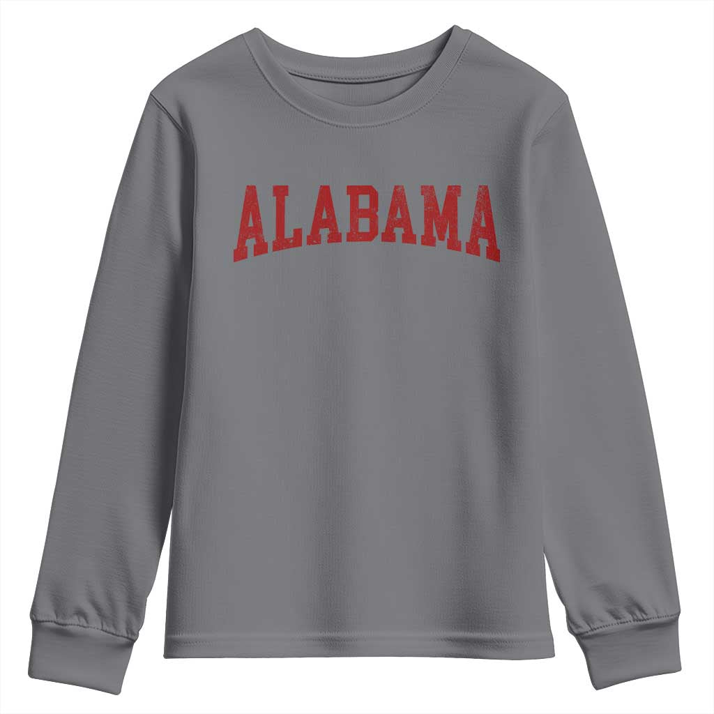 Alabama Fan Youth Sweatshirt Red Bold Sport State Letters Game Day TS11 Charcoal Print Your Wear