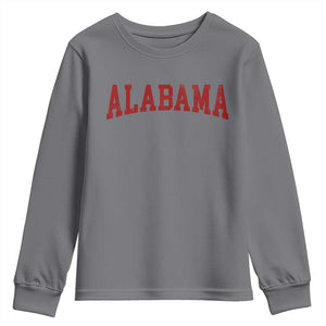 Alabama Fan Youth Sweatshirt Red Bold Sport State Letters Game Day TS11 Charcoal Print Your Wear