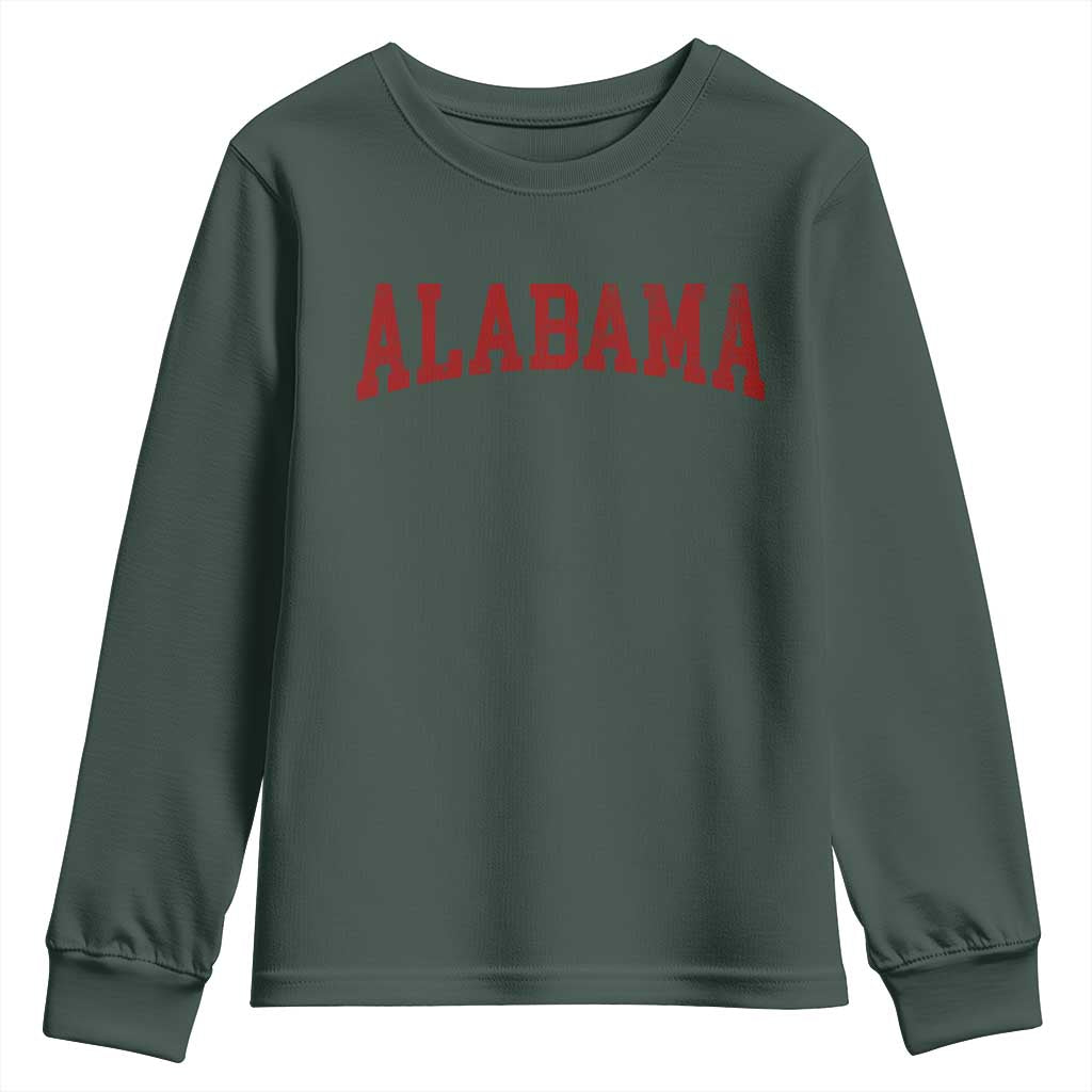 Alabama Fan Youth Sweatshirt Red Bold Sport State Letters Game Day TS11 Dark Forest Green Print Your Wear
