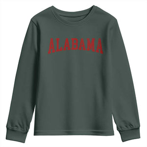 Alabama Fan Youth Sweatshirt Red Bold Sport State Letters Game Day TS11 Dark Forest Green Print Your Wear