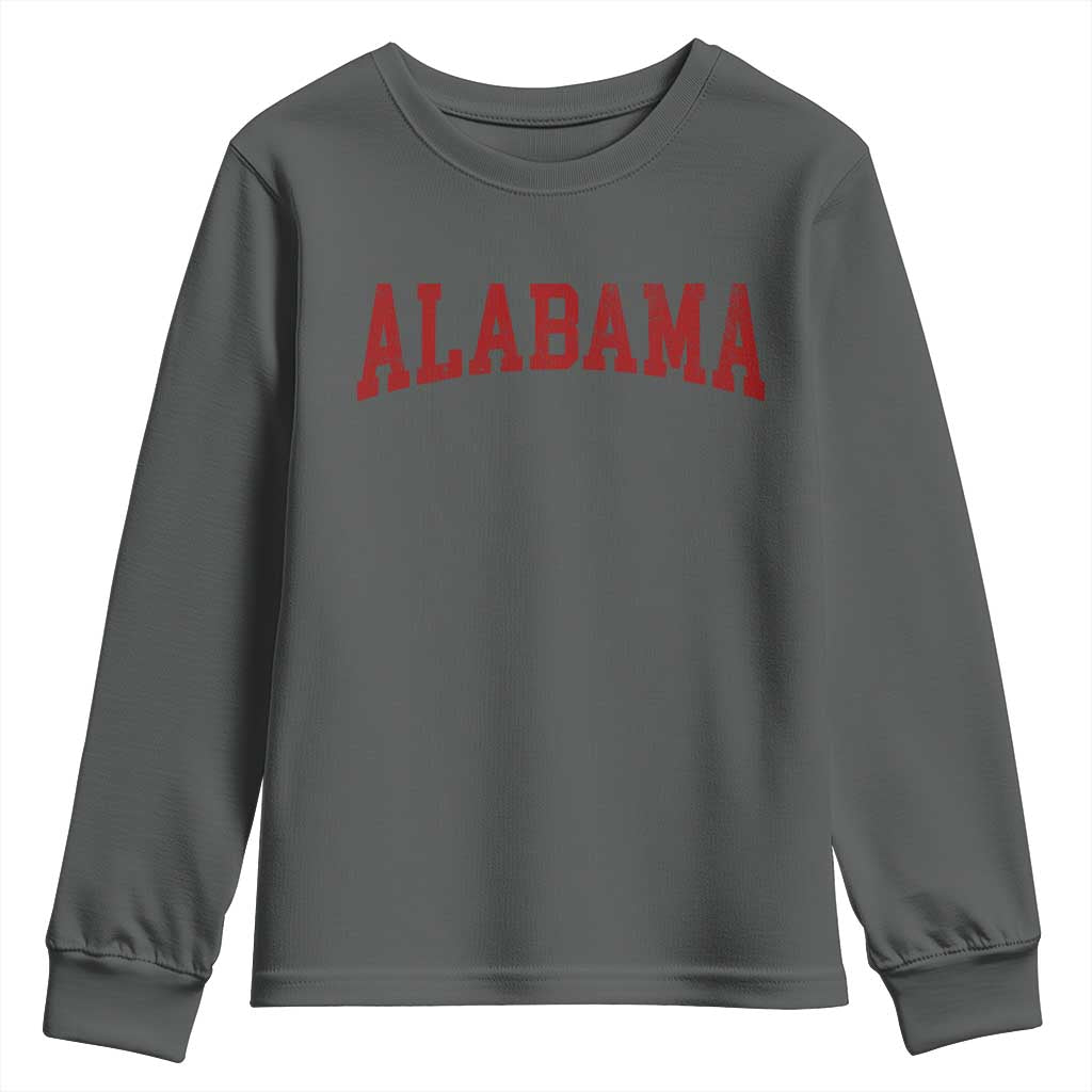 Alabama Fan Youth Sweatshirt Red Bold Sport State Letters Game Day TS11 Dark Heather Print Your Wear