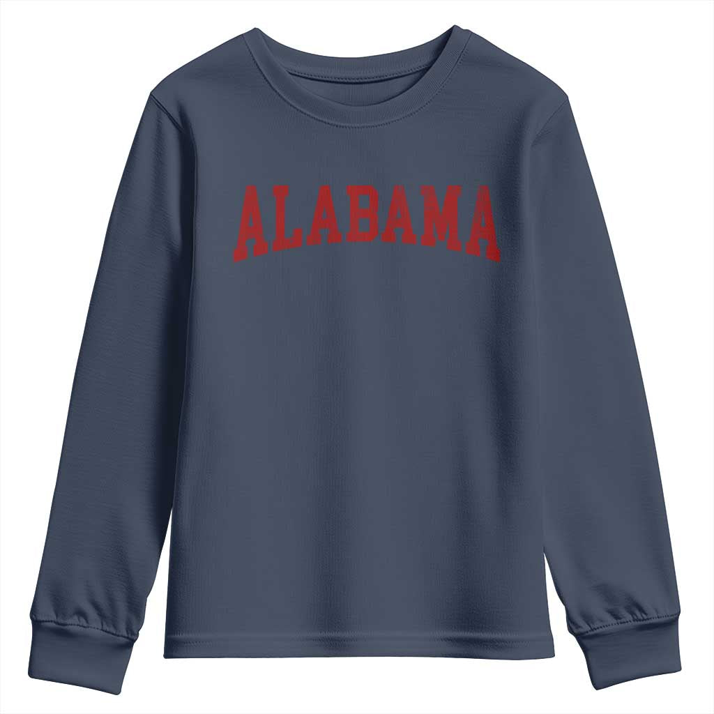 Alabama Fan Youth Sweatshirt Red Bold Sport State Letters Game Day TS11 Navy Print Your Wear