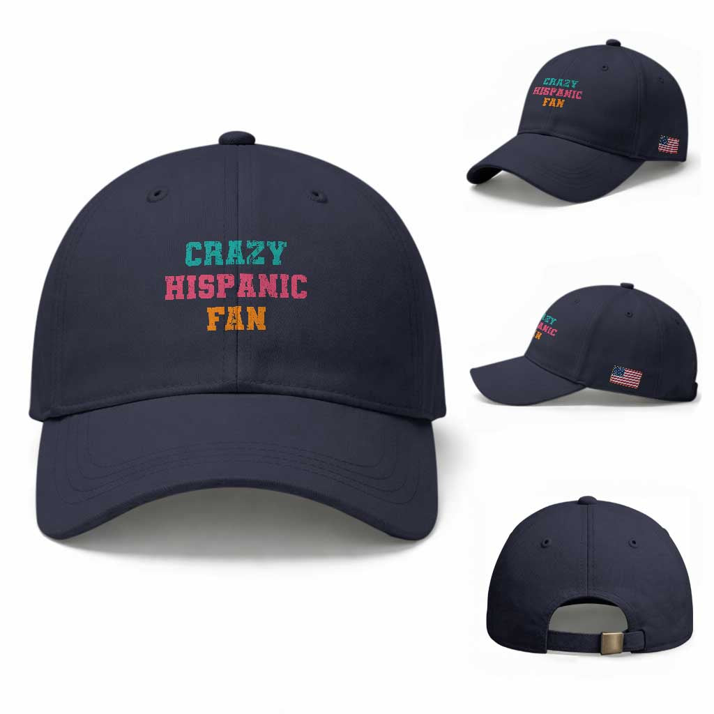 Crazy Hispanic Fan Baseball Cap Funny Latino Basketball Quote TS11 Baseball Cap Universal Fit Navy Print Your Wear