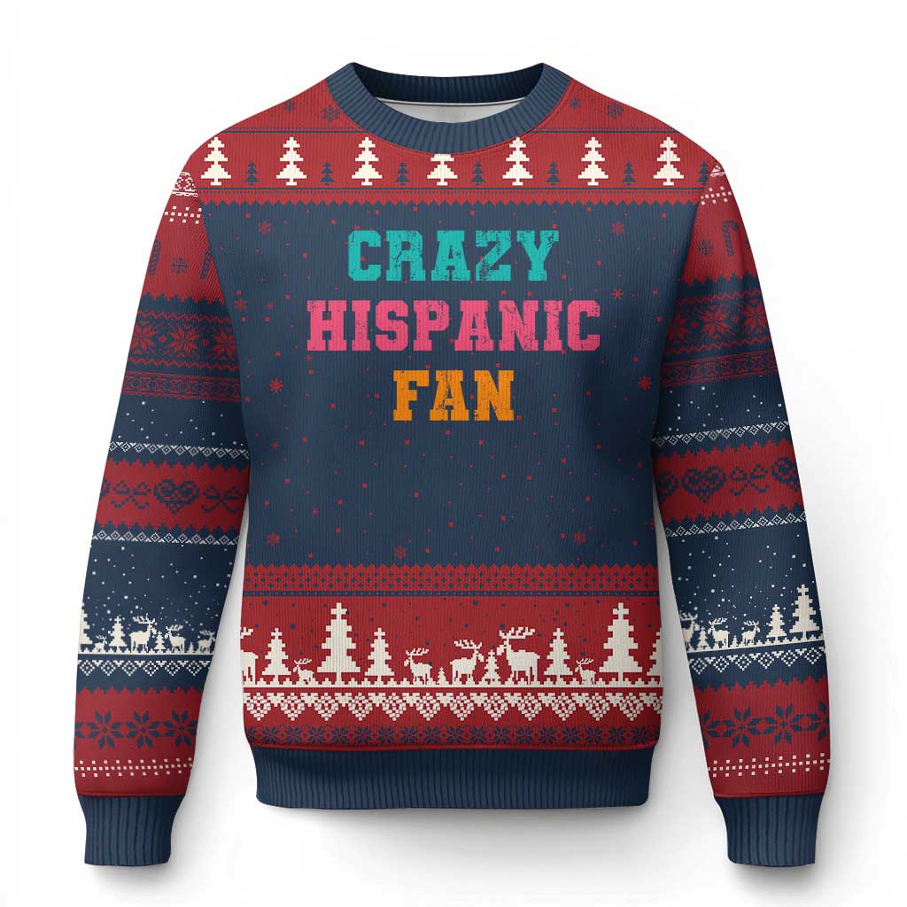 Crazy Hispanic Fan Ugly Christmas Sweater Funny Latino Basketball Quote TS11 Navy Red Print Your Wear