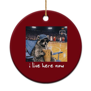 Basketball Raccoon I Live Here Now Ceramic Ornament Funny Trash Panda Drinking Iced Coffee Basketball Court TS11 1pc Red Print Your Wear