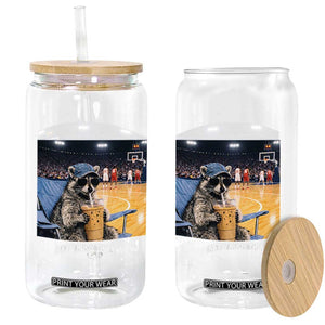 Basketball Raccoon I Live Here Now Glass Can Funny Trash Panda Drinking Iced Coffee Basketball Court TS11 Print Your Wear