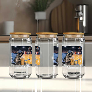 Basketball Raccoon I Live Here Now Glass Can Funny Trash Panda Drinking Iced Coffee Basketball Court TS11 Print Your Wear