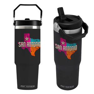 San Antonio Texas TX Fiesta Sports For Latino Fans Flip Straw Tumbler TS11 One Size: 30 oz Black Print Your Wear