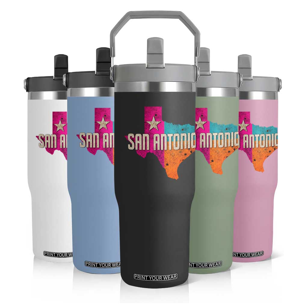 San Antonio Texas TX Fiesta Sports For Latino Fans Flip Straw Tumbler TS11 Print Your Wear