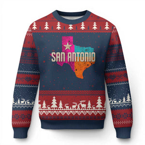 San Antonio Texas TX Fiesta Sports For Latino Fans Ugly Christmas Sweater TS11 Navy Red Print Your Wear