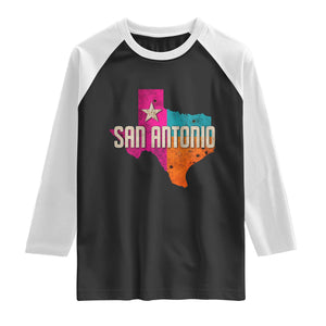 San Antonio Texas TX Fiesta Sports For Latino Fans Raglan Shirt TS11 Black White Print Your Wear