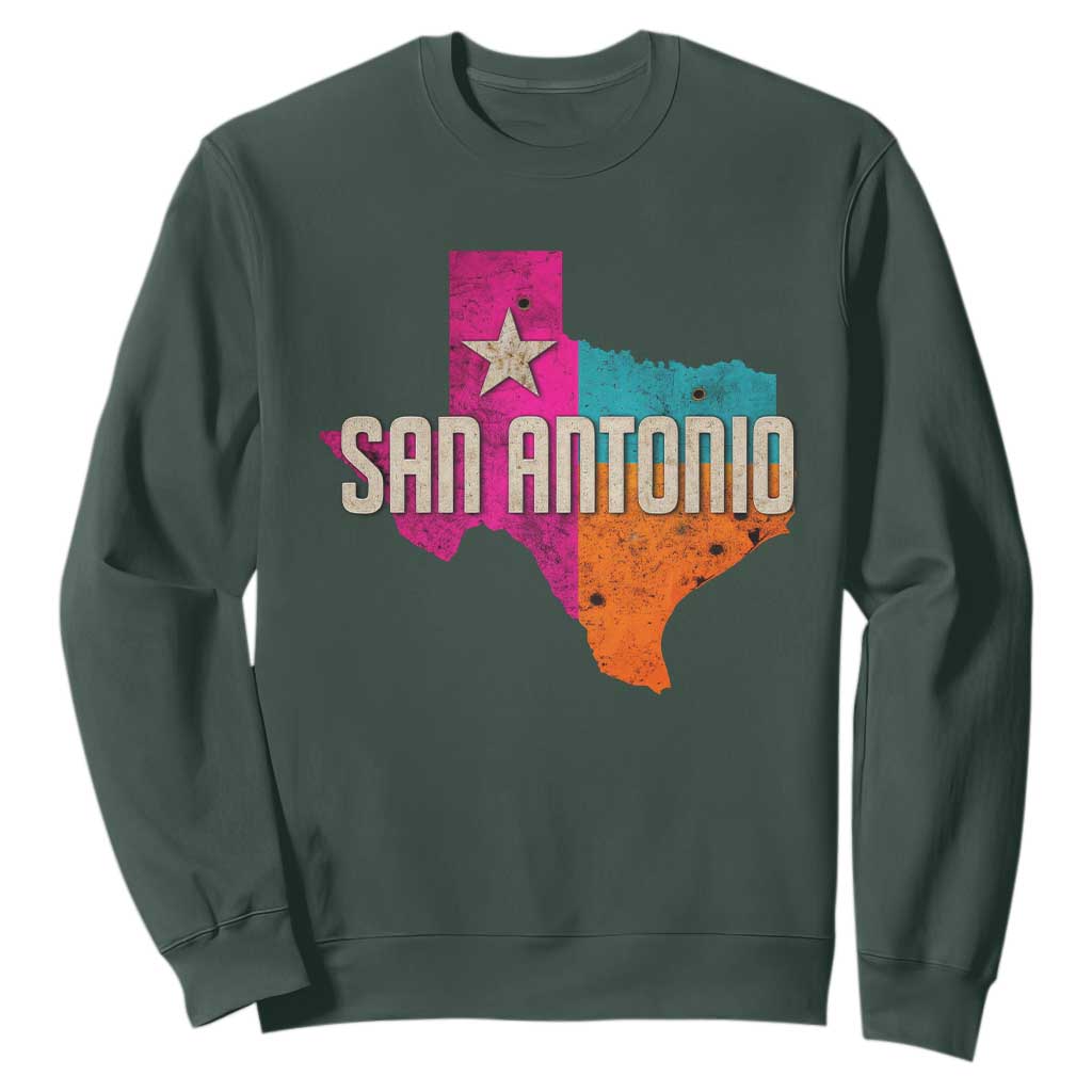 San Antonio Texas TX Fiesta Sports For Latino Fans Sweatshirt TS11 Dark Forest Green Print Your Wear