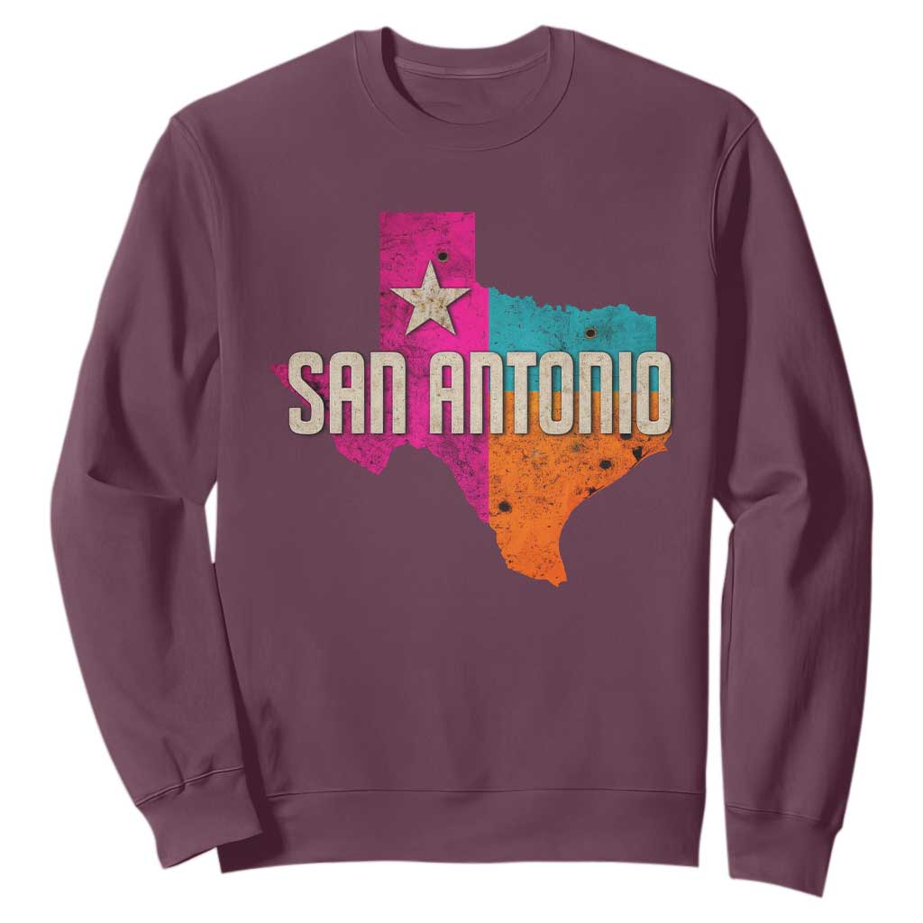 San Antonio Texas TX Fiesta Sports For Latino Fans Sweatshirt TS11 Maroon Print Your Wear