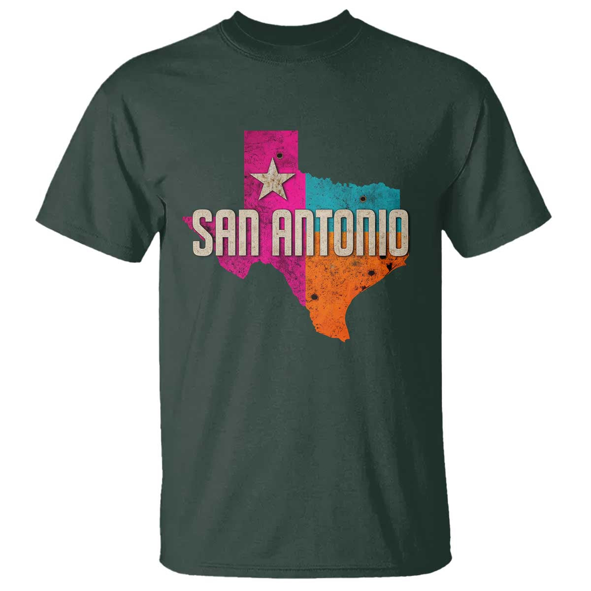San Antonio Texas TX Fiesta Sports For Latino Fans T Shirt TS11 Dark Forest Green Print Your Wear