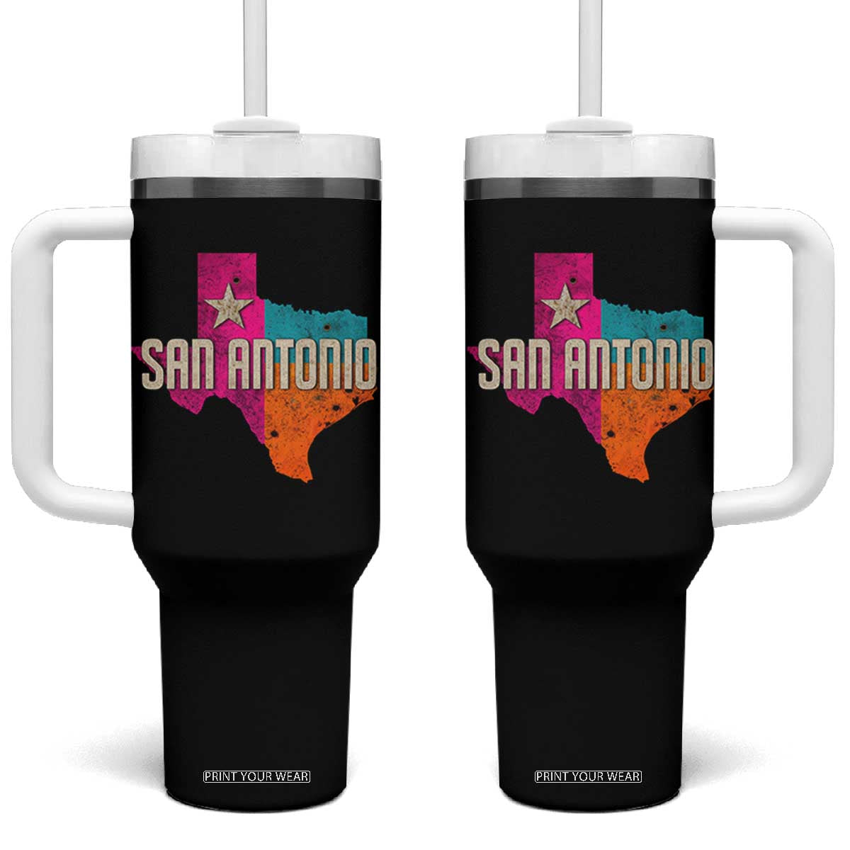 San Antonio Texas TX Fiesta Sports For Latino Fans Tumbler With Handle TS11 One Size: 40 oz Black Print Your Wear