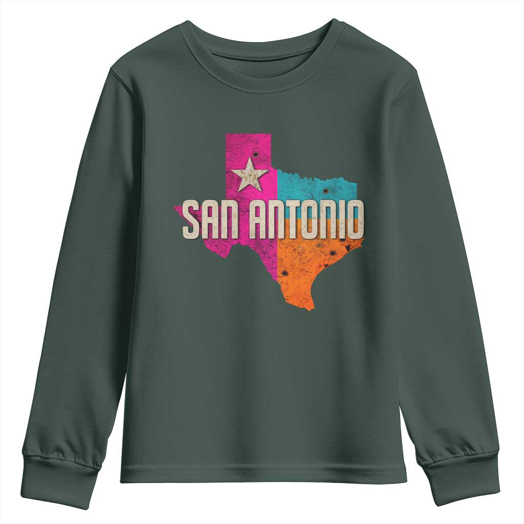 San Antonio Texas TX Fiesta Sports For Latino Fans Youth Sweatshirt TS11 Dark Forest Green Print Your Wear