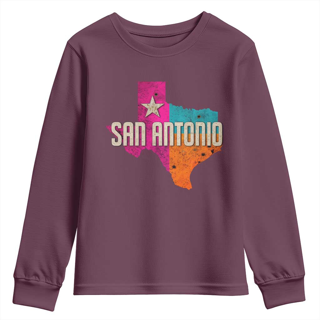 San Antonio Texas TX Fiesta Sports For Latino Fans Youth Sweatshirt TS11 Maroon Print Your Wear