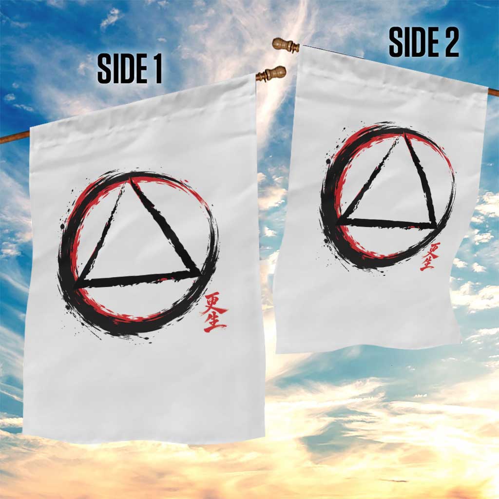 AA Sober Logo Symbol Serenity Recovery Garden Flag Japanese Brushstroke Circle TS11 Print Your Wear