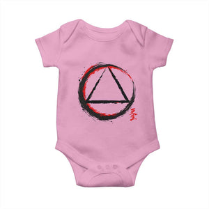 AA Sober Logo Symbol Serenity Recovery Baby Onesie Japanese Brushstroke Circle TS11 Light Pink Print Your Wear